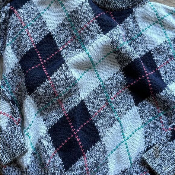 Vintage Cape Isle Knitters Hand Knit Argyle Sweater & LL. Bean XL - Picture 4 of 8